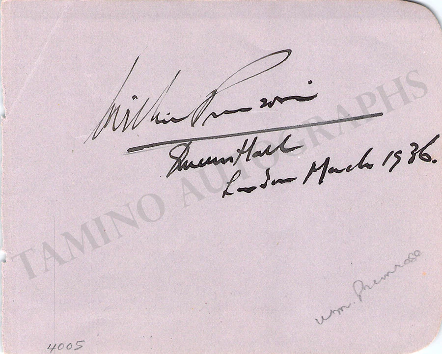Primrose, William - Signed Album Page 1936