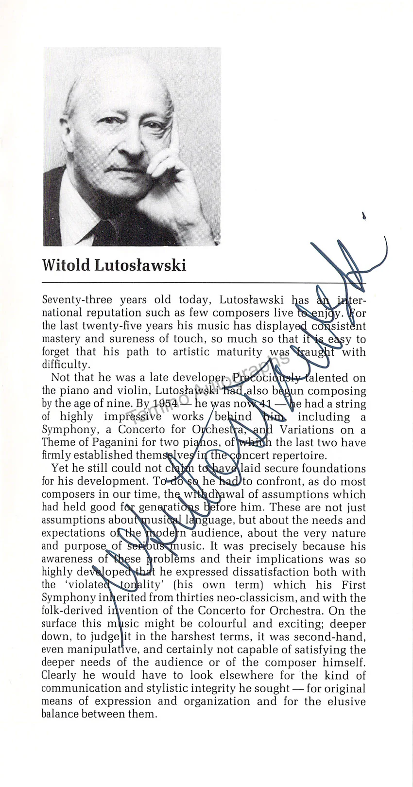 Lutoslowski, Witold - Jablonski, Roman - Double Signed Program Leeds 1986 - Image 2