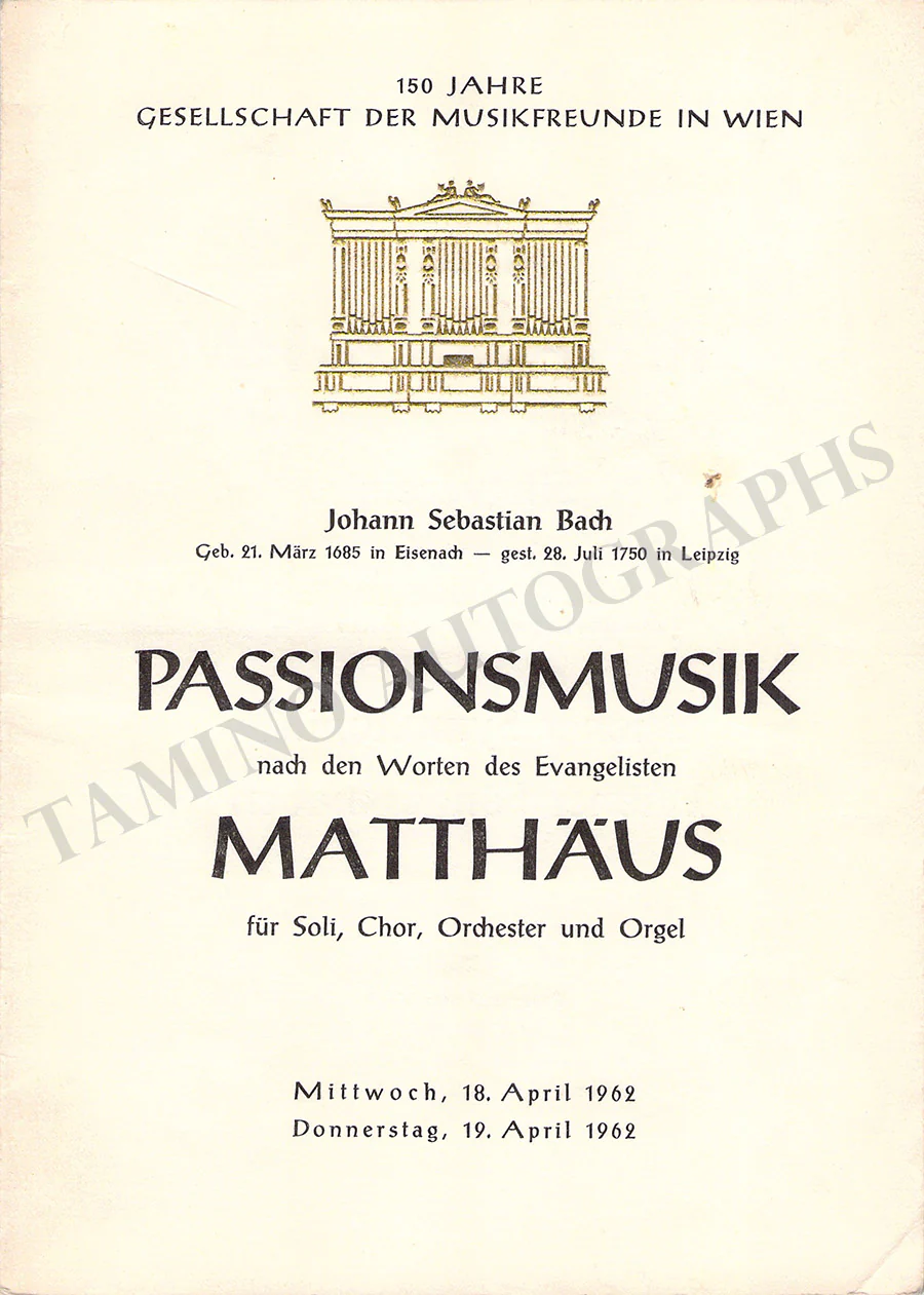 Wunderlich, Fritz - Berry, Walter & Others - Signed Program Vienna 1962 - Image 2