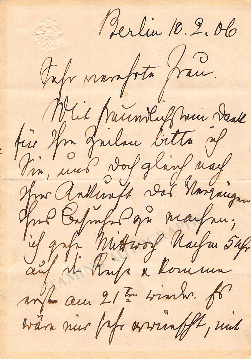 Scharwenka, Xaver - Autograph Letter Signed 1906 & Music Quote 1892