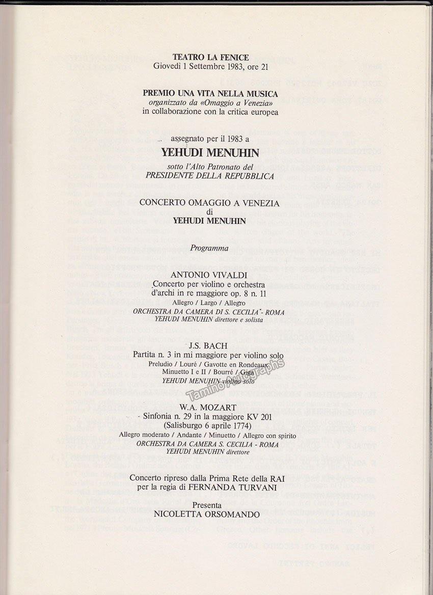 Menuhin, Yehudi - Unsigned Concert Programs (Various Options) - Image 2