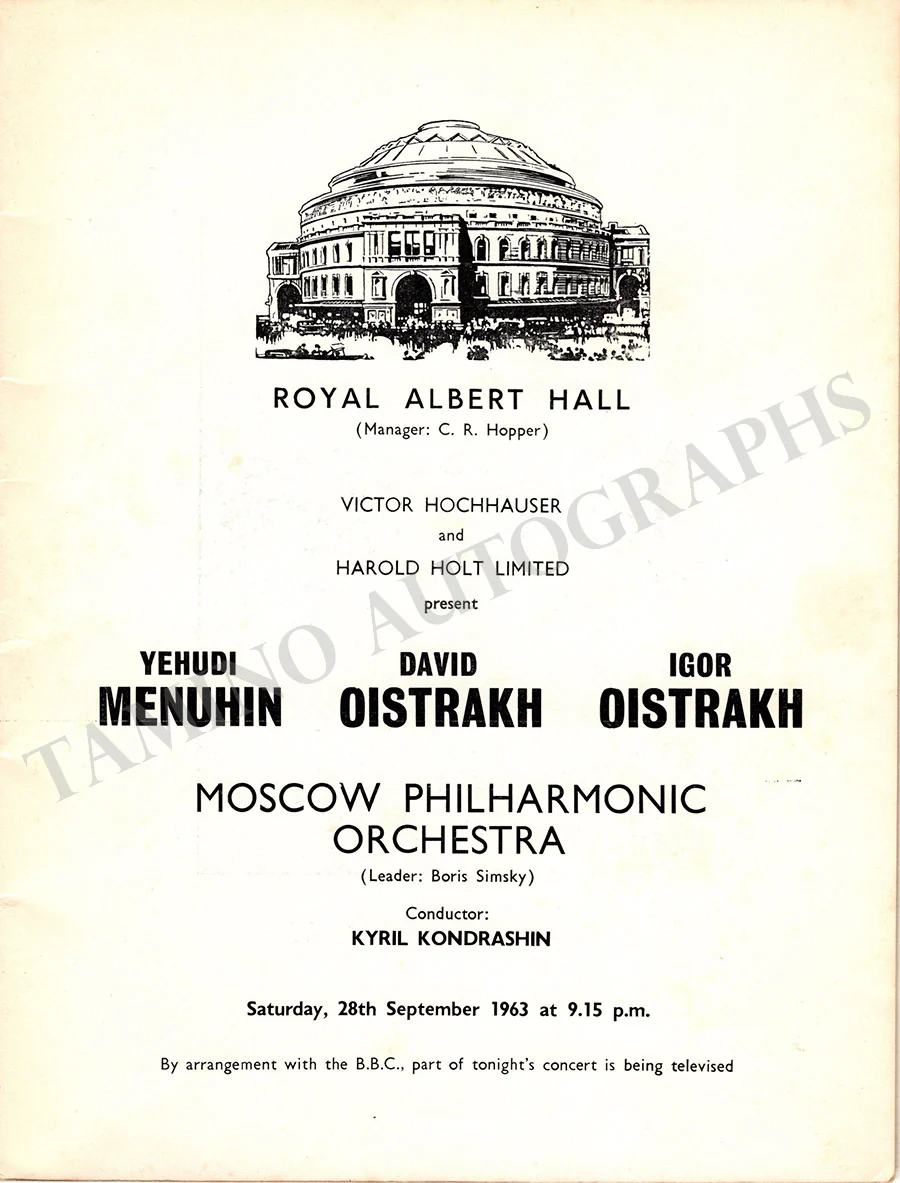 Menuhin, Yehudi - Oistrakh David & Igor - Concert Program London 1963 - Image 2