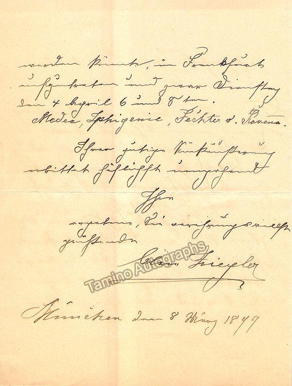 Ziegler, Clara - Autograph Letter Signed 1899 - Image 2